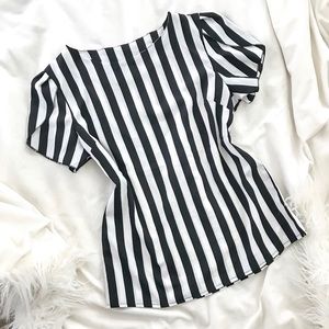 Tops - Black + White Striped Blouse Tops - Black + White Striped Blouse